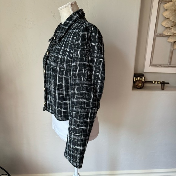 Zara Womens Plaid Tweed Crop Jacket Size‎ L - Picture 3 of 14